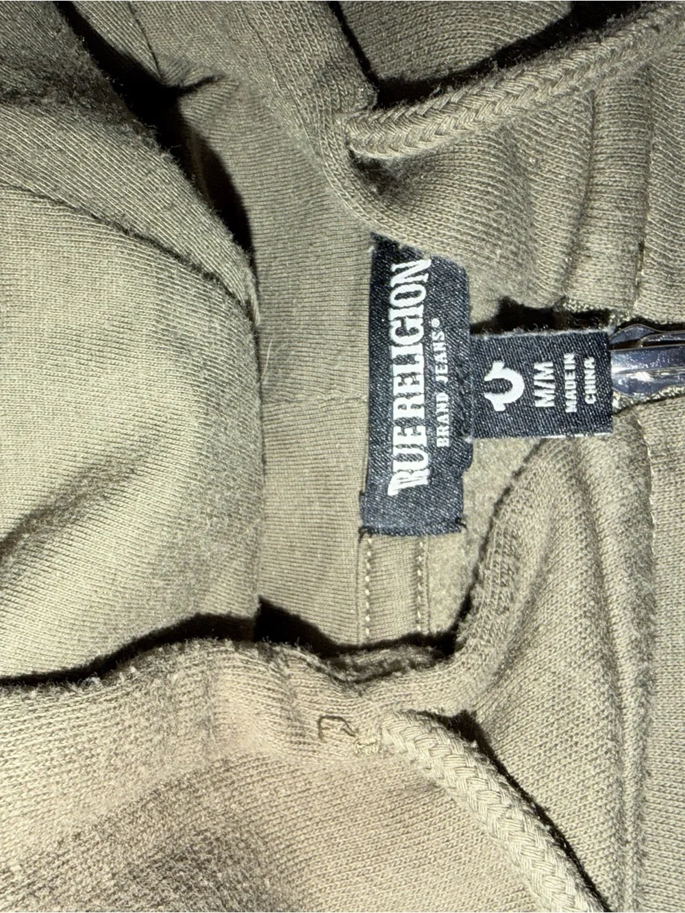 True Religion Olive Green Hoodie with Brand Tag